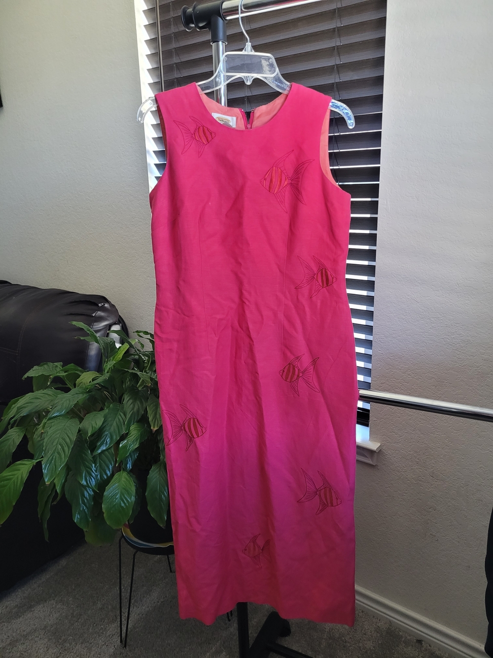 Talbots Fuchsia Sleeveless Embroidered Shift Dress